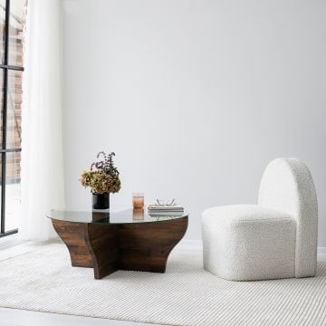 Table basse Locelso | Verre trempé | Noyer