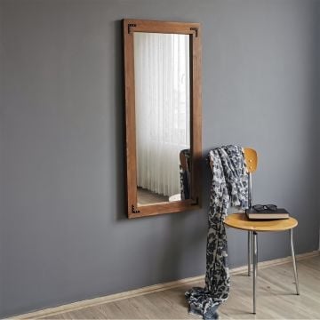 Miroir Locelso | 100% Pin | 50x110cm | Fixation murale | Noyer