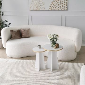 Table basse moderne or blanc 100% panneau de particules mélaminé - Epaisseur 18mm