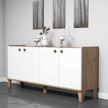 Elégant buffet en chêne blanc avec étagères gain de place