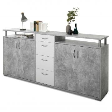Bahut Maximo 208cm - béton/blanc