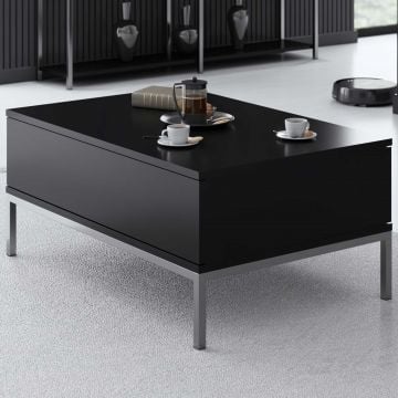 Table basse moderne avec pieds en métal en noir et argent