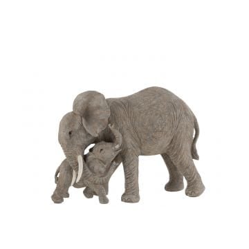Elephant calin resine gris