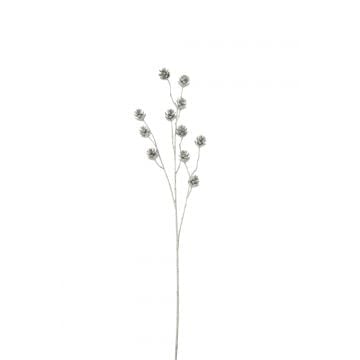 Branche pomme de pin paillettes plastique argent