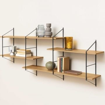 Etagère murale Newton avec 4 tablettes - chêne/noir