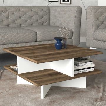 Table basse Bibi-bois de noyer/blanc