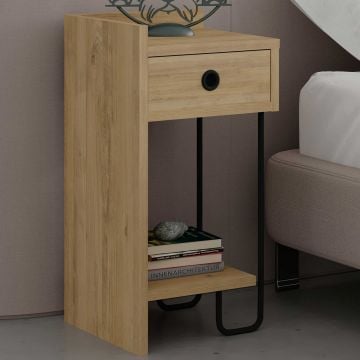 Table de nuit Woody Fashion Oak | Panneau de particules de bois, épaisseur 18mm