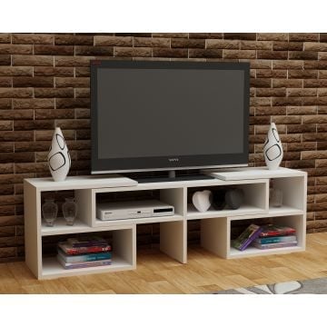 Meuble TV Woody Fashion - 137x30x40cm - réglable - blanc