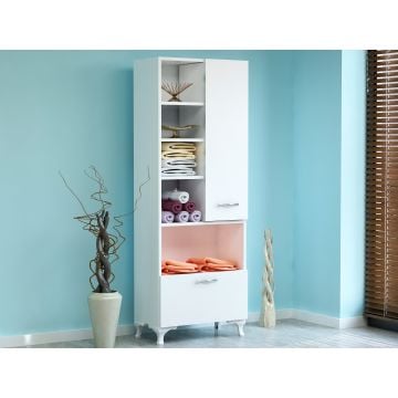 Armoire de rangement Woody Fashion - 60x31x164cm - 2 portes - blanc