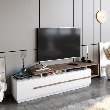 Meuble TV stylé Woody Fashion | 100% mélaminé | Noyer blanc