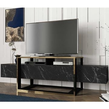 Meuble TV Melvin- marbre noir/or