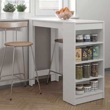 Table de bar Aravis 115x50 avec rangement - blanc