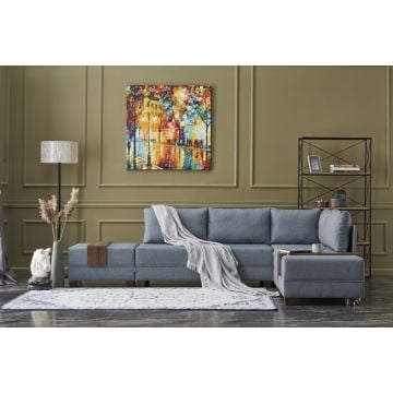 Atelier Del Sofa Canapé-lit d'angle - Cadre en bois, couleur bleu