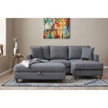 Atelier Del Sofa Canapé d'angle en polyester gris