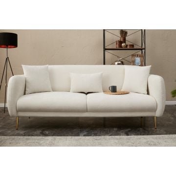 Atelier Del Sofa Canapé-lit 3 places | Cadre en hêtre | Crème dorée