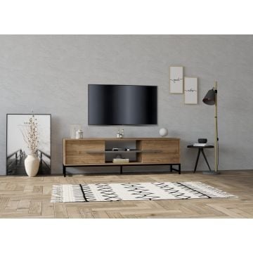 Meuble TV moderne en noyer avec rangement supplémentaire