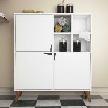 Woody Fashion Armoire multifonctions | 100% Mélamine | Epaisseur 18mm | 100x115x30cm | Blanc