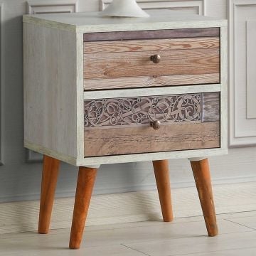 Table de chevet Aurelia - noyer/blanc