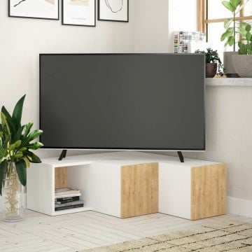 Meuble TV d'angle Woody Fashion | 100% mélaminé | Chêne blanc