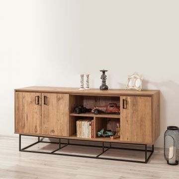 Console de rangement élégante | 100% mélaminé | Pin Atlantique Noir