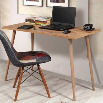 Bureau d'étude Vella | 100% mélamine | Pieds en bois | Pin atlantique