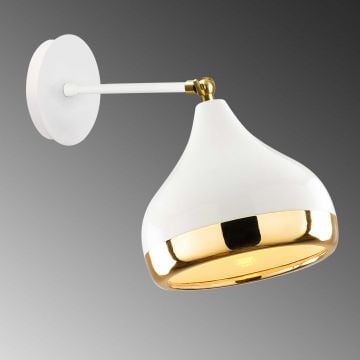 Opviq Wall Lamp | Metal Body 17x28cm | E27 Socket | White Gold