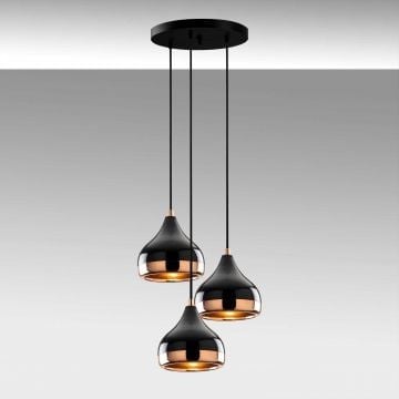 Opviq Lustre | Corps en métal | 37 cm Diametre | Hauteur ajustable | Noir Cuivre