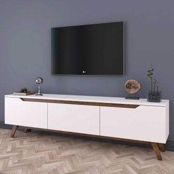 Meuble TV Floor-blanc/bois de noyer