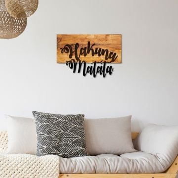 Skyler - Accent mural décoratif en bois - 50 % bois/50 % métal - Noyer noir
