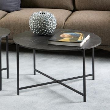 Table basse Lamoine - Ø70x42 cm - marbre noir