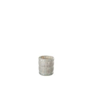 Bougeoir mosaiques rond verre/ciment nacre/gris small