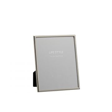 Cadre photo lignes obliques 20x25 metal argent large