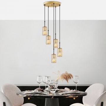 Lustre Fulgor | Corps en métal | Hauteur réglable | Or brillant