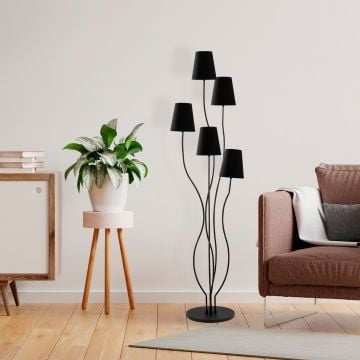 Fulgor Lampadaire | Corps en métal | Capuchon en tissu noir