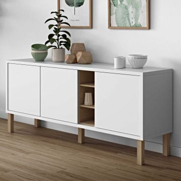 Bahut Niche avec pieds - blanc/chêne