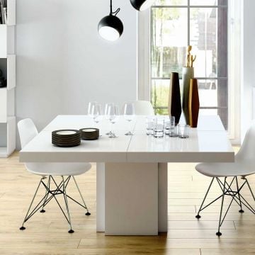 Table à manger Mundus 130 x 130 cm - blanc brillant