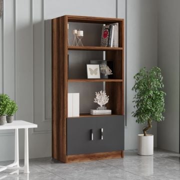 Bibliothèque Locelso 18mm, noyer anthracite