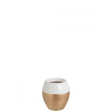 Vase bord terre cuite blanc/or small