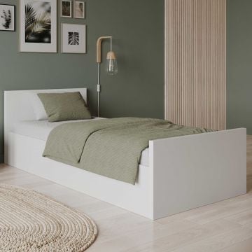 Lit coffre Clyde - 90x200cm - avec sommier - blanc