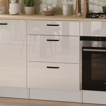 Meuble de cuisine Bianco - 60x60x90cm - 3 tiroirs - blanc brillant