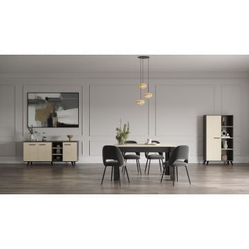 Salle à manger Kent: table à manger, vaisselier, bahut - décor chêne/anthracite