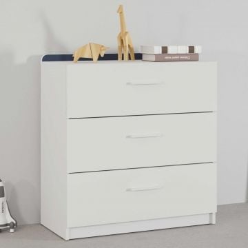 Commode Reverso - 77x40x83cm - 3 tiroirs - blanc/bleu