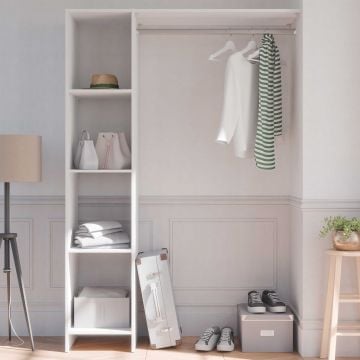 Armoire ouverte Barbara - 123x40x180 cm - Blanc/panneau de particules 