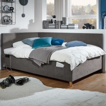 Lit coffre Cool | Avec dossier | 120 x 200 cm | Design anthracite