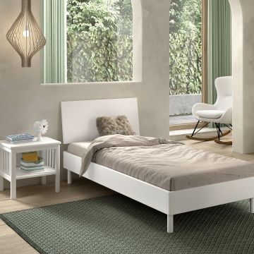 Chambre d'enfant Forrest: chevet, lit 90x200 - bois de hêtre blanc