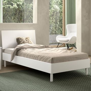 Lit simple Forrest 90x200cm - bois de hêtre massif - blanc