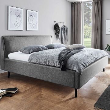 Lit double Estée 180x200cm avec espace de rangement - gris /noir