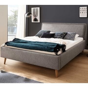 Lit double Estée 160x200cm avec espace de rangement - gris /chêne