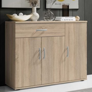 Commode Viviane 90cm avec 3 portes & 1 tiroir - chêne