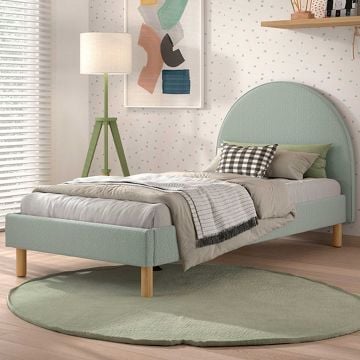 Lit simple Maeva - 212x97x107 cm - Tissu bouclé vert 